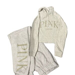 PINK Victoria's Secret Gray Hoodie and Sweatpants Set